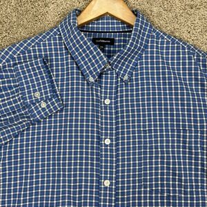 Croft Barrow Shirt Mens XL Blue White Gingham Check Long‎ Sleeve Button Down EUC